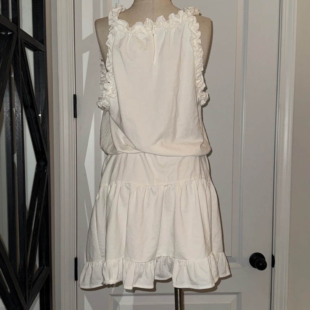 Sundays White Ruffle Dress large Cotton Great and easy to wear - Picture 2 of 5